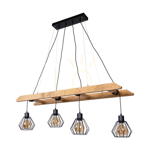 Verifica Lampa suspendată Eskalo 4xE27, Max. 60 W, pin vopsit în maro / metal negru / cablu din PVC negru / abajur din metal negru, 123,5 cm