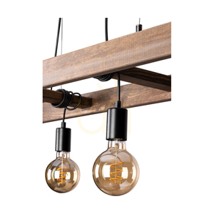 Lampa suspendată Eskalo 4xE27, Max. 60 W, pin vopsit în nuanță de nuc / metal negru / cablu din PVC negru de 123,5 cm small 2