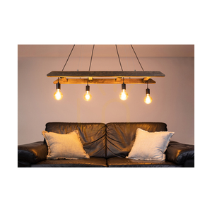 Lampa suspendată Eskalo 4xE27, Max. 60 W, pin vopsit în nuanță de nuc / metal negru / cablu din PVC negru de 123,5 cm small 3
