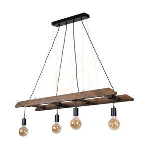 Lampa suspendată Eskalo 4xE27, Max. 60 W, pin vopsit în nuanță de nuc / metal negru / cablu din PVC negru de 123,5 cm small 0
