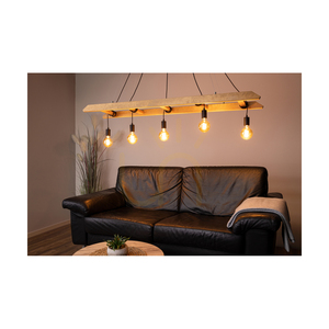 Lampa suspendată Eskalo, 5xE27, Max. 60 W, pin vopsit în maro / metal negru / cablu din PVC negru, 154 cm small 3