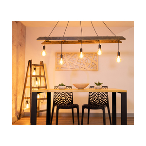Lampa suspendată Eskalo, 5xE27, Max. 60 W, pin vopsit în nuanță de nuc / metal negru / cablu din PVC negru, 154 cm small 3