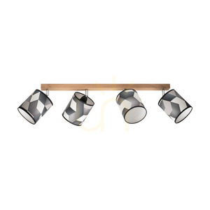 Lampa de tavan Espacio, 4xE27, Max. 25 W, stejar uleiat/metal cromat/abajur din tapet multicolor, 90 cm small 0