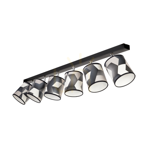Verifica Lampa de tavan Espacio 6xE27 Max. Abajur din tapet de 25 W, negru metalizat/cromat/multicolor, 127 cm