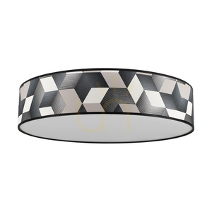 Lampa de tavan Espacio, 4xE27, Max. 25 W, abajur din metal alb/tapet multicolor, Ø 58 cm small 0
