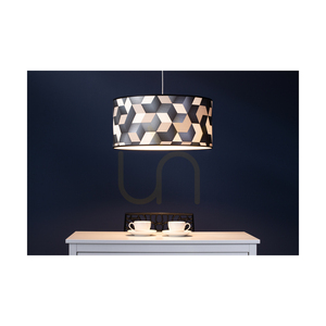 Lampa suspendată Espacio, 1xE27, Max. 60 W, metal negru/cablu din PVC transparent/abajur din tapet multicolor, Ø 50 cm small 2