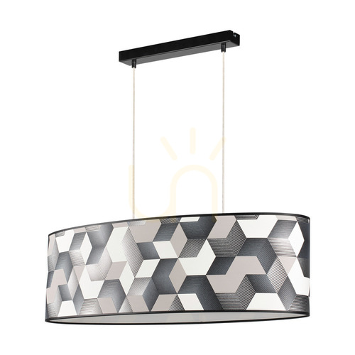 Verifica Lampa suspendată Espacio, 2xE27, Max. 40 W, metal negru/cablu din PVC transparent/abajur din tapet multicolor, 80 cm