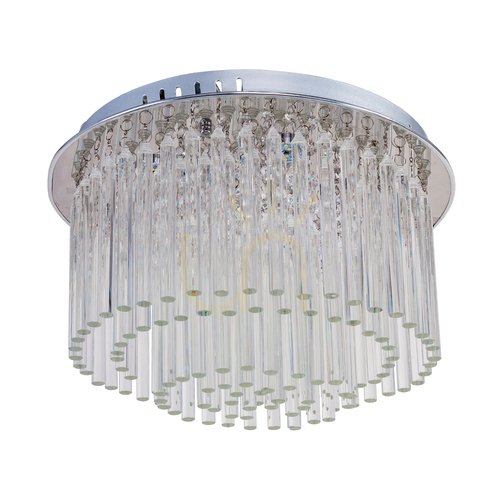 Verifica Lampa de tavan Euphoria, include 6 LED-uri de 3000K și 18W, metal cromat/cristale transparente, Ø40 cm