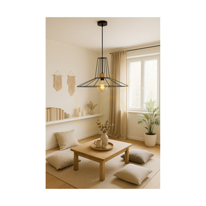 Lampa suspendată Ferro, 1xE27, Max. 60 W, stejar uleiat/metal negru/cablu din PVC negru/abat-jour din metal negru, Ø 55 cm small 2