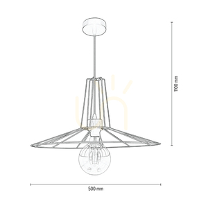 Lampa suspendată Ferro, 1xE27, Max. 60 W, stejar lustruit cu ulei/metal negru/cablu din PVC negru/abat-jour din metal negru, Ø 50 cm small 2