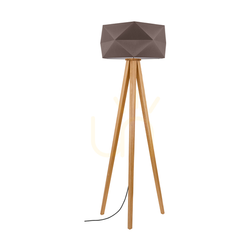 Verifica Lampa de podea Finja 1xE27 Max. 60 W, stejar uleiat / cablu împletit antracit / abajur maro, Ø 52 cm