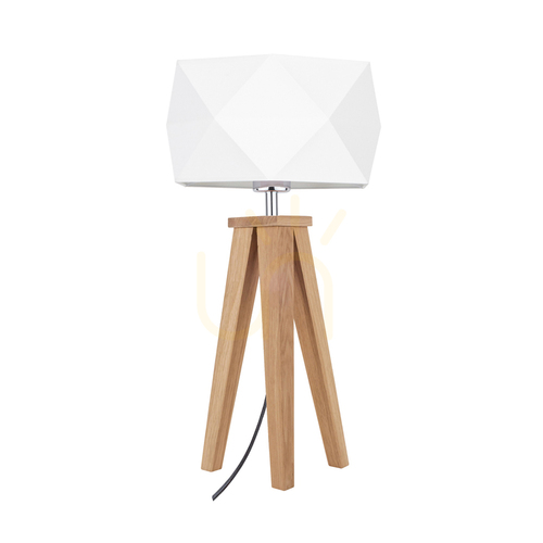 Verifica Lampa de masă Finja, 1xE27, Max. 60 W, stejar uleiat/antracit, cablu împletit/alb, abajur Ø 29 cm