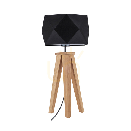 Verifica Lampa de masă Finja, 1xE27, Max. 60 W, stejar uleiat/antracit, cablu împletit/negru, abajur Ø 29 cm