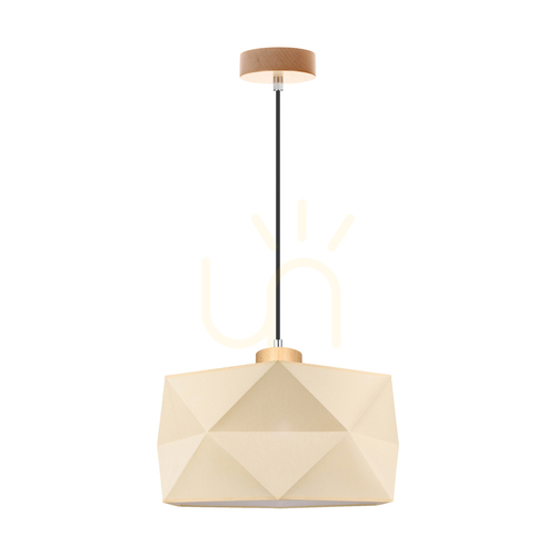 Verifica Lampa suspendată Finja, 1xE27, Max. 60 W, mesteacăn/cablul împletit antracit/abat-jour crem, Ø 46 cm