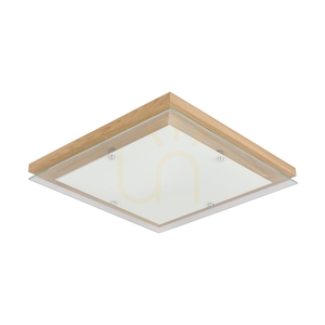Lampa de tavan Finn, 1xLED, 2700K, 24W, stejar uleiat/metal cromat/sticlă albă, 40 cm small 0