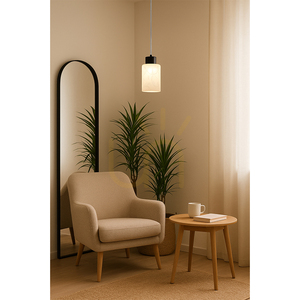Lampa suspendată Flores, 1xE27, Max. 60 W, metal negru / cablu din PVC transparent / abajur din sticlă albă cu motiv floral, Ø 10 cm small 2