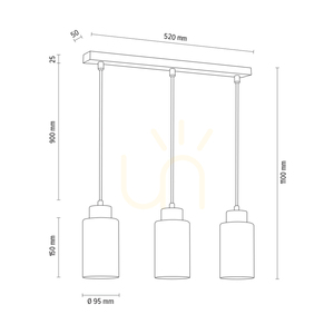 Lampa suspendată Flores, 3xE27, Max. 60 W, mesteacăn/cablu din PVC transparent/abat-jour din sticlă albă cu motiv floral, 54 cm small 3