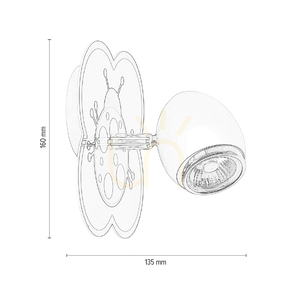 Aplică de perete Fly, 1xGU10, max. 50 W, metal alb/cromat, cu model de buburuză, 16 cm small 4
