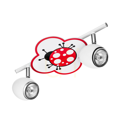 Verifica Lampa de tavan Fly, 2xGU10, Max. 50 W, metal alb/cromat cu model de buburuză, 33,5 cm