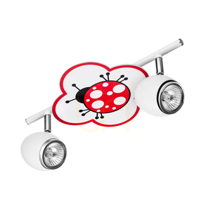 Lampa de tavan Fly, 2xGU10, Max. 50 W, metal alb/cromat cu model de buburuză, 33,5 cm small 0