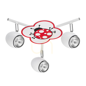 Lampa de tavan Fly, 3xGU10, Max. 50 W, metal alb/cromat cu model de buburuză, Ø 40 cm small 0