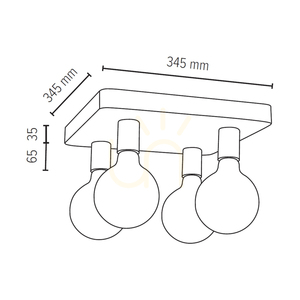Lampa de tavan Fortan, 4xE27, Max. 60 W, gri beton/metal negru, 34,5 cm small 2
