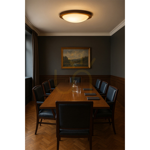 Lampa de tavan Frida, 1xLED, 2700K, 18W, lemn de fag și nuc / abajur din sticlă albă, Ø45 cm small 2