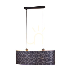 Lampa suspendată Galance, 2xE27, Max. 40 W, metal negru/cablu împletit negru/abat-jour cu model negru și auriu, 70 cm small 1