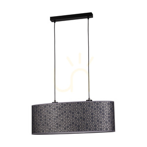 Lampa suspendată Galance, 2xE27, Max. 40 W, metal negru/cablu împletit negru/abat-jour cu model negru și auriu, 70 cm small 2