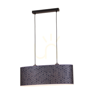 Lampa suspendată Galance, 2xE27, Max. 40 W, metal negru/cablu împletit negru/abat-jour cu model negru și auriu, 70 cm small 3