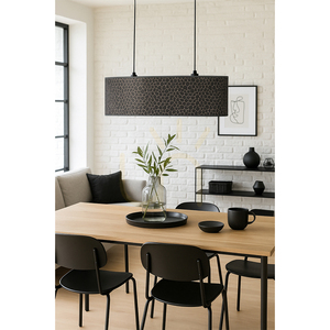 Lampa suspendată Galance, 2xE27, Max. 40 W, metal negru/cablu împletit negru/abat-jour cu model negru și auriu, 70 cm small 4