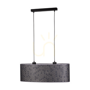 Lampa suspendată Galance, 2xE27, Max. 40 W, metal negru/cablu împletit negru/abat-jour cu model negru și auriu, 70 cm small 0