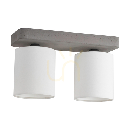 Verifica Lampă de tavan cu lumină delicată, 2xE27, Max. 25 W, gri beton/metal negru/alb, abajur de 35 cm