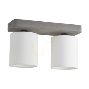 Lampă de tavan cu lumină delicată, 2xE27, Max. 25 W, gri beton/metal negru/alb, abajur de 35 cm small 0