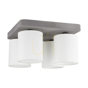 Lampă de tavan cu lumină delicată, 4xE27, Max. 25 W, gri beton/metal negru/alb, abajur de 34 cm small 0