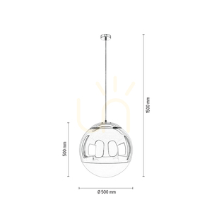 Lampa suspendată Gino, 1xE27, Max. 60 W, metal cromat/sticlă cromată, Ø 50 cm small 2