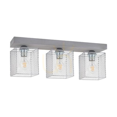Verifica Lampa de tavan Gittan, 3xE27, Max. 60 W, gri beton/abat-jour din metal cromat, 55 cm