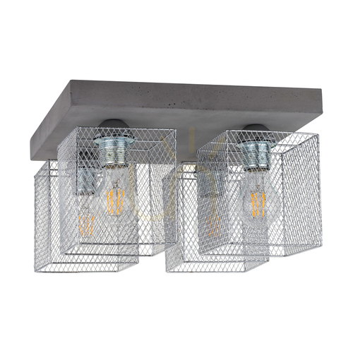 Verifica Lampa de tavan Gittan, 4xE27, Max. 60 W, gri beton/abat-jour din metal cromat, 34 cm