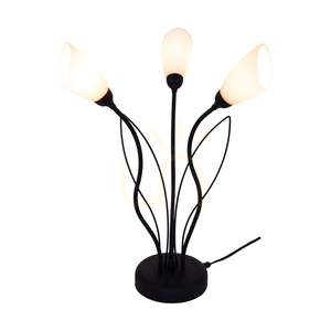 Lampa de masă Gloriosa, 3xG9, Max. LED de 6 W, metal negru/cablu din PVC negru/abat-jour din sticlă albă, Ø 40 cm small 1