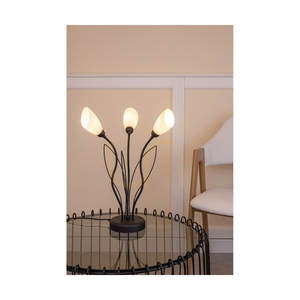 Lampa de masă Gloriosa, 3xG9, Max. LED de 6 W, metal negru/cablu din PVC negru/abat-jour din sticlă albă, Ø 40 cm small 2