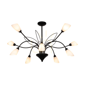 Lampa suspendată Gloriosa, 10xG9, Max. LED de 6 W, metal negru/abat-jour din sticlă albă, Ø 92 cm small 1