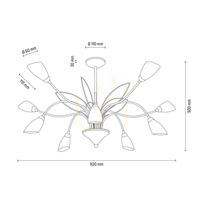 Lampa suspendată Gloriosa, 10xG9, Max. LED de 6 W, metal negru/abat-jour din sticlă albă, Ø 92 cm small 2