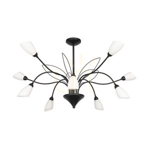 Lampa suspendată Gloriosa, 10xG9, Max. LED de 6 W, metal negru/abat-jour din sticlă albă, Ø 92 cm small 0
