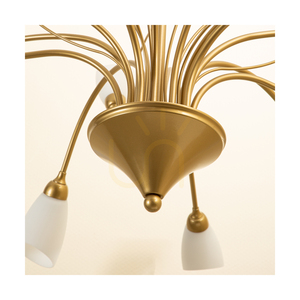 Lampa suspendată Gloriosa, 15xG9, Max. LED de 6 W, metal auriu/cablu din PVC negru/abat-jour din sticlă albă, Ø 108 cm small 1