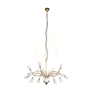 Lampa suspendată Gloriosa, 15xG9, Max. LED de 6 W, metal auriu/cablu din PVC negru/abat-jour din sticlă albă, Ø 108 cm small 0