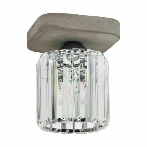 Verifica Lampa de tavan Glory, 1xE27, Max. 60 W, gri beton/abat-jour din sticlă transparentă, 13,5 cm