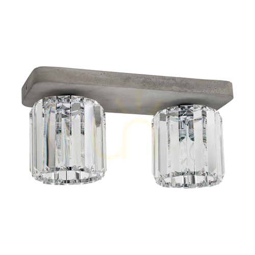 Verifica Lampa de tavan Glory, 2xE27, Max. 60 W, gri beton/abat-jour din sticlă transparentă, 35 cm