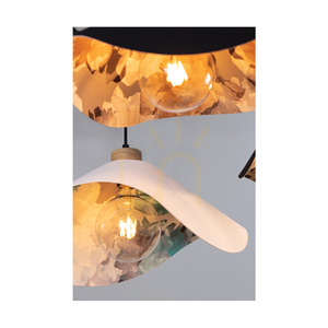 Lampa suspendată Hattu cu motiv floral, 1xE27 Max. 40 W, stejar uleiat / cablu împletit negru / abajur alb și multicolor, Ø 50 cm small 3
