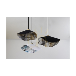 Lampa suspendată Hattu cu motiv floral, 1xE27 Max. 40 W, stejar uleiat / cablu împletit negru / abajur alb și multicolor, Ø 50 cm small 4