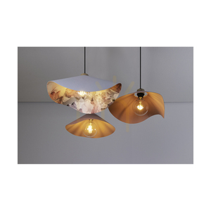 Lampa suspendată Hattu cu motiv floral, 1xE27 Max. 40 W, stejar uleiat / cablu împletit negru / abajur gri și multicolor, Ø 40 cm small 2